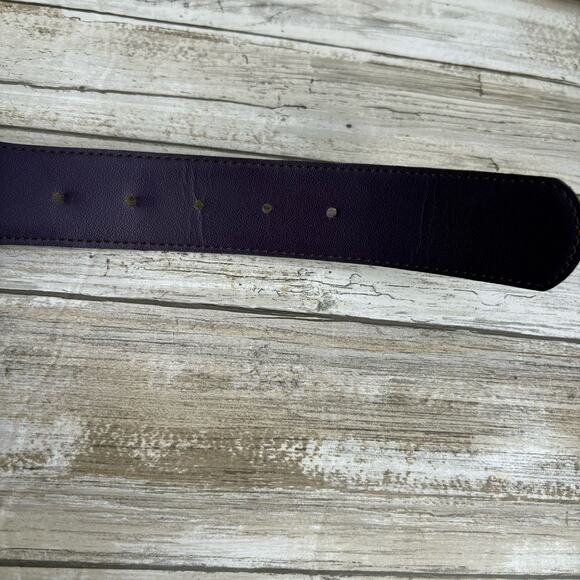VTG Loring & Paige Suede Belt Sz ML Purple Gold Chunky Chainlink Adjustable 80s - Picture 7 of 12